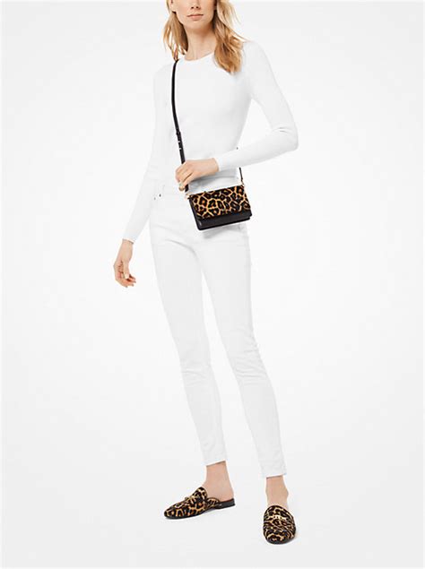 michael kors crossbody cow print|Leopard Calf Hair and Leather Convertible Crossbody Bag.